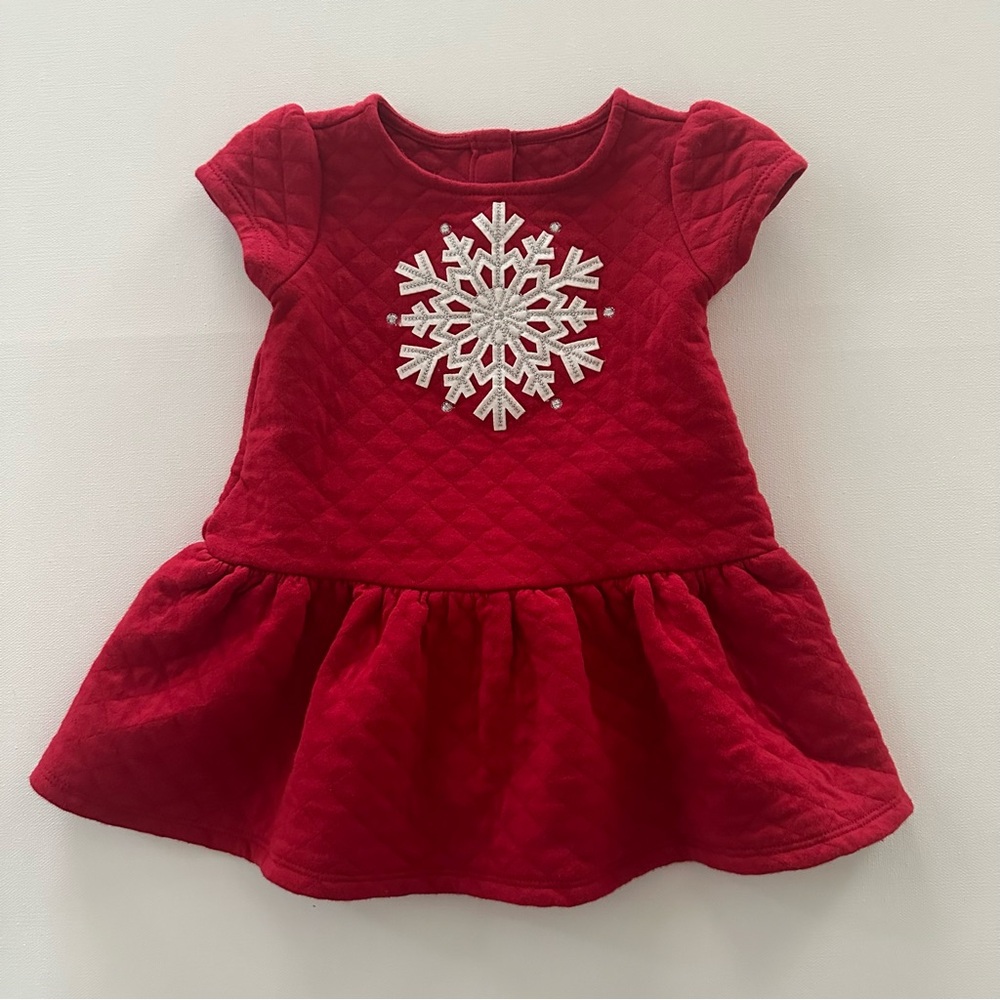 Gymboree 12-18 Months Baby Girl Red Quilted Dress Snowflake Holiday Christmas